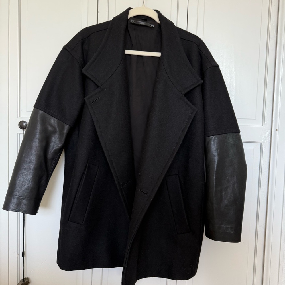 EUC ALL SAINTS Meade Lambskin Sleeves Coat - Picture 2 of 13